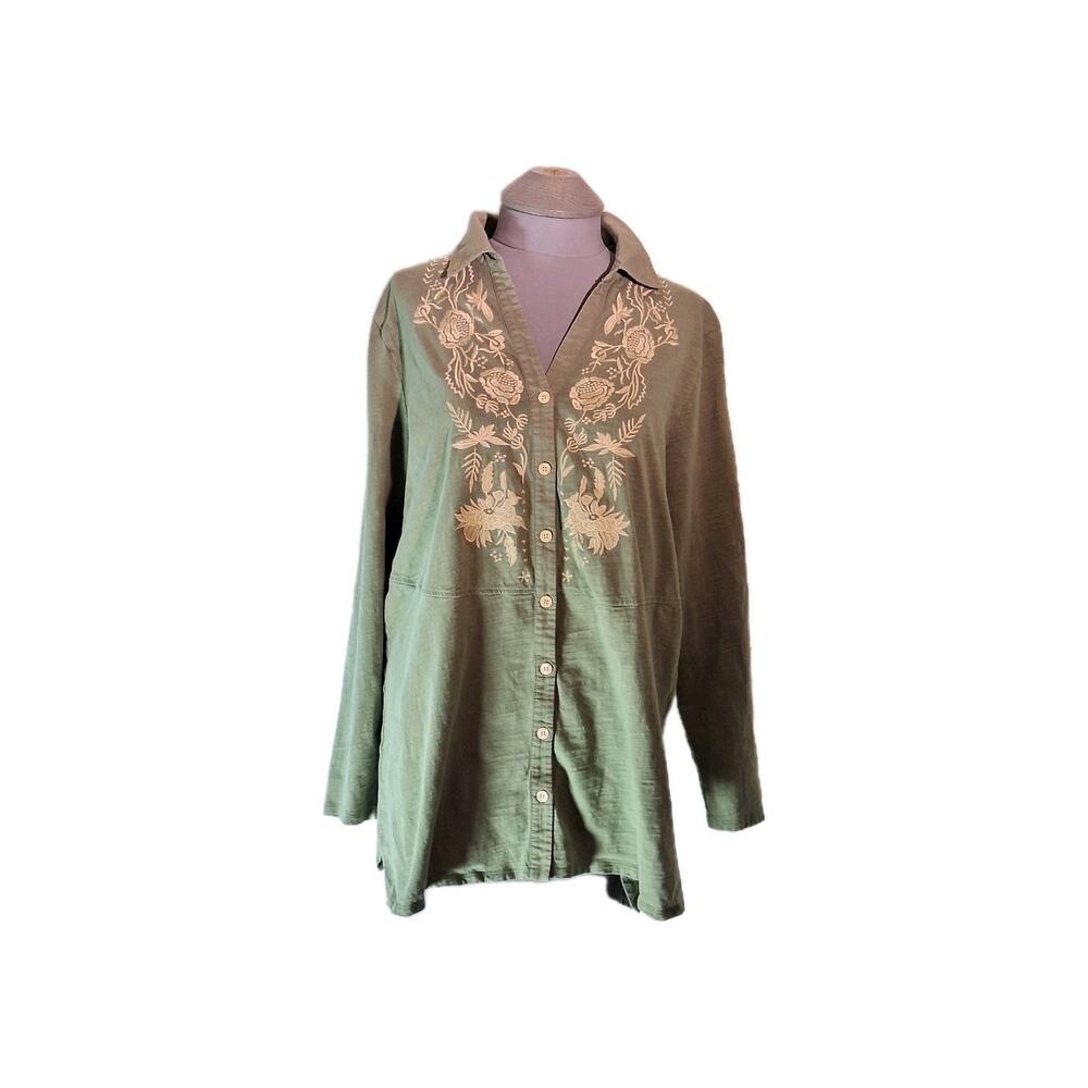 Soft Surroundings Size L Long Sleeve Pullover Blouse/top